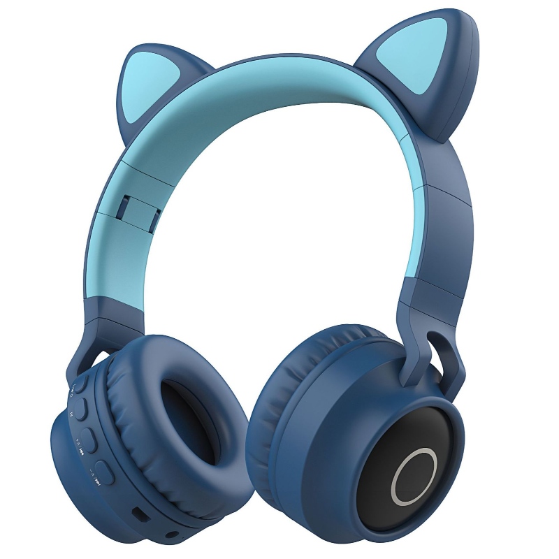 Crianças com Bluetooth dobráveis levavam fone de ouvido de gato.